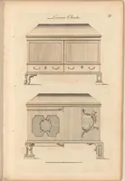 Picture 6 of 12 from Upwards of one hundred new and elegant designs, being all the most approved patterns of houshold furniture in genteel taste : consisting of china, breakfast, side-board, dressing, toilet, card, writing, claw, library, slab and night tables; cabinets, china shelves and cases, chests, bureaus, desk and book cases. Engraved on forty-two copper plates. Part the Second / by A Society of Upholsterers, Cabinet-makers. &c &c (1764), leaf 39
