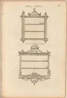 Picture 7 of 12 from Upwards of one hundred new and elegant designs, being all the most approved patterns of houshold furniture in genteel taste : consisting of china, breakfast, side-board, dressing, toilet, card, writing, claw, library, slab and night tables; cabinets, china shelves and cases, chests, bureaus, desk and book cases. Engraved on forty-two copper plates. Part the Second / by A Society of Upholsterers, Cabinet-makers. &c &c (1764), leaf 43
