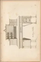 Picture 11 of 12 from Upwards of one hundred new and elegant designs, being all the most approved patterns of houshold furniture in genteel taste : consisting of china, breakfast, side-board, dressing, toilet, card, writing, claw, library, slab and night tables; cabinets, china shelves and cases, chests, bureaus, desk and book cases. Engraved on forty-two copper plates. Part the Second / by A Society of Upholsterers, Cabinet-makers. &c &c (1764), leaf 69