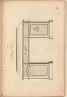 Picture 12 of 12 from Upwards of one hundred new and elegant designs, being all the most approved patterns of houshold furniture in genteel taste : consisting of china, breakfast, side-board, dressing, toilet, card, writing, claw, library, slab and night tables; cabinets, china shelves and cases, chests, bureaus, desk and book cases. Engraved on forty-two copper plates. Part the Second / by A Society of Upholsterers, Cabinet-makers. &c &c (1764), leaf 73