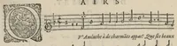 An illustration from Airs de cour avec la tablature de luth de Anthoine de Boesset, surintendant de la musique de la Chambre du Roy, & de la Reyne. Seiziesme livre. (1643)
