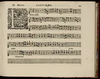 An illustration from Motets pour la chapelle du Roy, mis en musique, par Monsieur Du Mont abbé de Silly, & maistre de la musique, de ladite chapelle. Haute-contre de violon. (1686)