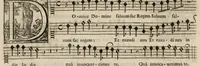 An illustration from Meslanges de sujets chrestiens, cantiques, litanies et motets. Mis en musique, à 2, 3, 4, & 5 parties, avec une Basse-continuë. Dediez à Madame la Duchesse d'Orleans. Par Estienne Moulinié de Languedoc, chef ordinaire de la musique de Son Altesse Royale Monseigneur le Duc d'Orleans. Dessus. (1658)