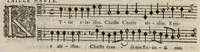 An illustration from Meslanges de sujets chrestiens, cantiques, litanies et motets. Mis en musique, à 2, 3, 4, & 5 parties, avec une Basse-continuë. Dediez à Madame la Duchesse d'Orleans. Par Estienne Moulinié de Languedoc, chef ordinaire de la musique de Son Altesse Royale Monseigneur le Duc d'Orleans.Taille haute. (1658)