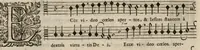 An illustration from Meslanges de sujets chrestiens, cantiques, litanies et motets. Mis en musique, à 2, 3, 4, & 5 parties, avec une Basse-continuë. Dediez à Madame la Duchesse d'Orleans. Par Estienne Moulinié de Languedoc, chef ordinaire de la musique de Son Altesse Royale Monseigneur le Duc d'Orleans.Taille haute. (1658)