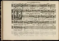An illustration from Meslanges de sujets chrestiens, cantiques, litanies et motets. Mis en musique, à 2, 3, 4, & 5 parties, avec une Basse-continuë. Dediez à Madame la Duchesse d'Orleans. Par Estienne Moulinié de Languedoc, chef ordinaire de la musique de Son Altesse Royale Monseigneur le Duc d'Orleans.Taille haute. (1658)