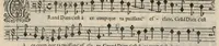 An illustration from Meslanges de sujets chrestiens, cantiques, litanies et motets. Mis en musique, à 2, 3, 4, & 5 parties, avec une Basse-continuë. Dediez à Madame la Duchesse d'Orleans. Par Estienne Moulinié de Languedoc, chef ordinaire de la musique de Son Altesse Royale Monseigneur le Duc d'Orleans. Basse. (1658)