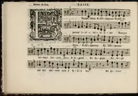 An illustration from Meslanges de sujets chrestiens, cantiques, litanies et motets. Mis en musique, à 2, 3, 4, & 5 parties, avec une Basse-continuë. Dediez à Madame la Duchesse d'Orleans. Par Estienne Moulinié de Languedoc, chef ordinaire de la musique de Son Altesse Royale Monseigneur le Duc d'Orleans. Basse. (1658)