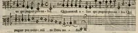 An illustration from Meslanges de sujets chrestiens, cantiques, litanies et motets. Mis en musique, à 2, 3, 4, & 5 parties, avec une Basse-continuë. Dediez à Madame la Duchesse d'Orleans. Par Estienne Moulinié de Languedoc, chef ordinaire de la musique de Son Altesse Royale Monseigneur le Duc d'Orleans. Basse. (1658)