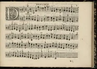 An illustration from Meslanges de sujets chrestiens, cantiques, litanies et motets. Mis en musique, à 2, 3, 4, & 5 parties, avec une Basse-continuë. Dediez à Madame la Duchesse d'Orleans. Par Estienne Moulinié de Languedoc, chef ordinaire de la musique de Son Altesse Royale Monseigneur le Duc d'Orleans. Basse-continue. (1658)