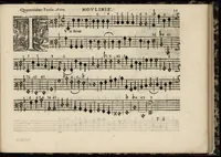 An illustration from Meslanges de sujets chrestiens, cantiques, litanies et motets. Mis en musique, à 2, 3, 4, & 5 parties, avec une Basse-continuë. Dediez à Madame la Duchesse d'Orleans. Par Estienne Moulinié de Languedoc, chef ordinaire de la musique de Son Altesse Royale Monseigneur le Duc d'Orleans. Basse-continue. (1658)