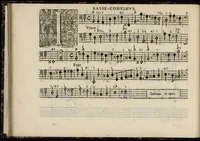 An illustration from Meslanges de sujets chrestiens, cantiques, litanies et motets. Mis en musique, à 2, 3, 4, & 5 parties, avec une Basse-continuë. Dediez à Madame la Duchesse d'Orleans. Par Estienne Moulinié de Languedoc, chef ordinaire de la musique de Son Altesse Royale Monseigneur le Duc d'Orleans. Basse-continue. (1658)