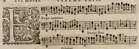 An illustration from Motets pour la chapelle du Roy, mis en musique, par Monsieur l'abbé Robert, maistre de la musique de ladite chapelle. Basse-continue pour les instruments. (1684)