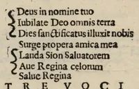 An illustration from Basso. Motetti concertati a due, tre, quattro, & cinque voci con le litanie della Madonna, et una messa concertata à voci pari di Gio. Rovetta vice maestro di cappella della Serinissima Republica opera terza. Novamente ristampata con privilegio. (1640)