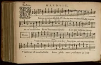 An illustration from Contra. Chansonnettes mesurees de Jan-Antoine de Baif mises en musique a quatre parties par Jacques Mauduit Parisien. (1586)