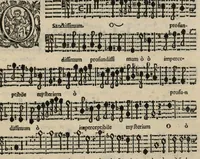 An illustration from Basso. Harmonia d'affetti devoti a due, tre, e quatro voci consagrata all'altezza serenissima del signor prencipe Alessandro Farnesi di Parma, da Giovanni Legrenzi, primo organista di S. Maria Maggiore di Bergamo et accademico eccitato. Libro primo, opera terza. (1655)