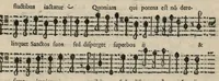An illustration from Basso. Harmonia d'affetti devoti a due, tre, e quatro voci consagrata all'altezza serenissima del signor prencipe Alessandro Farnesi di Parma, da Giovanni Legrenzi, primo organista di S. Maria Maggiore di Bergamo et accademico eccitato. Libro primo, opera terza. (1655)