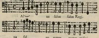 An illustration from Basso. Harmonia d'affetti devoti a due, tre, e quatro voci consagrata all'altezza serenissima del signor prencipe Alessandro Farnesi di Parma, da Giovanni Legrenzi, primo organista di S. Maria Maggiore di Bergamo et accademico eccitato. Libro primo, opera terza. (1655)