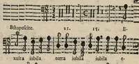 An illustration from Basso. Harmonia d'affetti devoti a due, tre, e quatro voci consagrata all'altezza serenissima del signor prencipe Alessandro Farnesi di Parma, da Giovanni Legrenzi, primo organista di S. Maria Maggiore di Bergamo et accademico eccitato. Libro primo, opera terza. (1655)