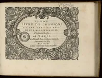 An illustration from Tenor. Livre de chansons a cinc parties : avec deux dialogues : a huit. D'Orlande de Lassus. (1581)