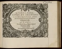 An illustration from Quinta pars. Livre de chansons a cinc parties : avec deux dialogues : a huit. D'Orlande de Lassus. (1581)