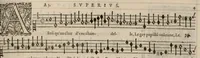 An illustration from Meslanges de la musique de Clau. Le Jeune a 4. 5. 6. 8. & 10. parties. Superius. (1587)