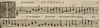 An illustration from Meslanges de la musique de Clau. Le Jeune a 4. 5. 6. 8. & 10. parties. Superius. (1587)