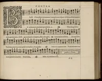 An illustration from Meslanges de la musique de Clau. Le Jeune a 4. 5. 6. 8. & 10. parties. Contra. (1587)