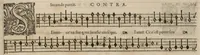 An illustration from Meslanges de la musique de Clau. Le Jeune a 4. 5. 6. 8. & 10. parties. Contra. (1587)