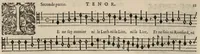 An illustration from Meslanges de la musique de Clau. Le Jeune a 4. 5. 6. 8. & 10. parties. Tenor (1587)