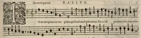 An illustration from Meslanges de la musique de Clau. Le Jeune a 4. 5. 6. 8. & 10. parties. Bassus. (1587)
