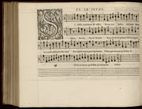 An illustration from Meslanges de la musique de Clau. Le Jeune a 4. 5. 6. 8. & 10. parties. Bassus. (1587)