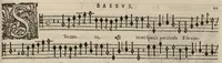 An illustration from Meslanges de la musique de Clau. Le Jeune a 4. 5. 6. 8. & 10. parties. Bassus. (1587)
