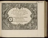 Picture 1 of 23 from Meslanges de la musique de Clau. Le Jeune a 4. 5. 6. 8. & 10. parties. Bassus. (1587), leaf 8