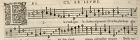 An illustration from Meslanges de la musique de Clau. Le Jeune a 4. 5. 6. 8. & 10. parties. Bassus. (1587)