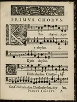 Picture 3 of 12 from Aeternae Henrici magni, gallorum, navarrorumque Regis potentissimi, ac Clementissimi memoriae. Et Ludovici justi : eius filii. Gallorum, navarrorumque Regis christianissimi, atque inuictissimi. Nicolaus Formé, regiae musicae praefectus. Missam hanc duobus choris ac quatuor voc. compositam, vovet et consecrat. Primus chorus. Bassus. (1638), leaf 10