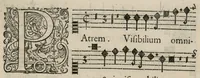 An illustration from Aeternae Henrici magni, gallorum, navarrorumque Regis potentissimi, ac Clementissimi memoriae. Et Ludovici justi : eius filii. Gallorum, navarrorumque Regis christianissimi, atque inuictissimi. Nicolaus Formé, regiae musicae praefectus. Missam hanc duobus choris ac quatuor voc. compositam, vovet et consecrat. Secundus chorus. Superius. (1638)