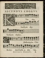 Picture 3 of 8 from Aeternae Henrici magni, gallorum, navarrorumque Regis potentissimi, ac Clementissimi memoriae. Et Ludovici justi : eius filii. Gallorum, navarrorumque Regis christianissimi, atque inuictissimi. Nicolaus Formé, regiae musicae praefectus. Missam hanc duobus choris ac quatuor voc. compositam, vovet et consecrat. Secundus chorus. Contra. (1638), leaf 10