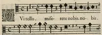 An illustration from Aeternae Henrici magni, gallorum, navarrorumque Regis potentissimi, ac Clementissimi memoriae. Et Ludovici justi : eius filii. Gallorum, navarrorumque Regis christianissimi, atque inuictissimi. Nicolaus Formé, regiae musicae praefectus. Missam hanc duobus choris ac quatuor voc. compositam, vovet et consecrat. Secundus chorus. Contra. (1638)