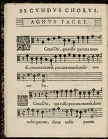 Picture 7 of 8 from Aeternae Henrici magni, gallorum, navarrorumque Regis potentissimi, ac Clementissimi memoriae. Et Ludovici justi : eius filii. Gallorum, navarrorumque Regis christianissimi, atque inuictissimi. Nicolaus Formé, regiae musicae praefectus. Missam hanc duobus choris ac quatuor voc. compositam, vovet et consecrat. Secundus chorus. Contra. (1638), leaf 19