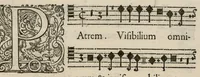 An illustration from Aeternae Henrici magni, gallorum, navarrorumque Regis potentissimi, ac Clementissimi memoriae. Et Ludovici justi : eius filii. Gallorum, navarrorumque Regis christianissimi, atque inuictissimi. Nicolaus Formé, regiae musicae praefectus. Missam hanc duobus choris ac quatuor voc. compositam, vovet et consecrat. Secundus chorus. Tenor. (1638)