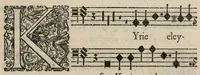 An illustration from Aeternae Henrici magni, gallorum, navarrorumque Regis potentissimi, ac Clementissimi memoriae. Et Ludovici justi : eius filii. Gallorum, navarrorumque Regis christianissimi, atque inuictissimi. Nicolaus Formé, regiae musicae praefectus. Missam hanc duobus choris ac quatuor voc. compositam, vovet et consecrat. Secundus chorus. Bassus. (1638)
