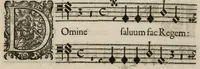 An illustration from Aeternae Henrici magni, gallorum, navarrorumque Regis potentissimi, ac Clementissimi memoriae. Et Ludovici justi : eius filii. Gallorum, navarrorumque Regis christianissimi, atque inuictissimi. Nicolaus Formé, regiae musicae praefectus. Missam hanc duobus choris ac quatuor voc. compositam, vovet et consecrat. Secundus chorus. Bassus. (1638)
