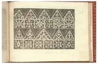 An illustration from Gioiello della corona per le nobili et virtuose donneLibro quarto nel qual si dimostra in varii dissegni tutte le sorti di mostre di punti tagliati, punti in aria, puntireticello... Nuovamente posto in luce. (1601)