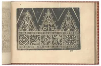 An illustration from Corona delle nobili, et virtuose donne. Libro Secondo: nel quale si dimostra in varij dissegni molte tutti le forti di mostre di punti tagliati, punti in aria, punti à reticello,d’ogni altra forte, cosi per freggi, come per merlirosette, che con paco l’si vsano hoggidi per tutta l'Europa. (1601)