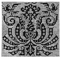 An illustration from Les singvliers et novveavx pourtraicts, du seigneur Federic Vinciolo Venitien, pour toutes sortes d'ouurages de lingerie. Dediela Royne: Derechef et povr la cinquiesme fois augmentez, outre le reseau premierle point couppé lacis de plusieurs beaux differents pourtraits de reseau de point compté, auec le nombre des mailles, choses non encore veuë ny inuentee (1588)