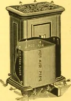 An illustration from Warming and ventilation for public buildings, schools, halls, stores, dwellings, etc., etc. : with a description of the Hess "pure air" furnaces, heaters, cooking stoves, ovens, fire-places; &c. : manufactured by the Hess Stove Works, Geo. H. Hess Co'y, proprietors ... (1887)