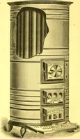An illustration from Warming and ventilation for public buildings, schools, halls, stores, dwellings, etc., etc. : with a description of the Hess "pure air" furnaces, heaters, cooking stoves, ovens, fire-places; &c. : manufactured by the Hess Stove Works, Geo. H. Hess Co'y, proprietors ... (1887)