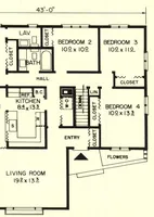 An illustration from 12 family planned homes: unusual plans for modern living, 3 and 4 bedrooms (1961)