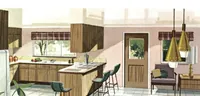 An illustration from 12 family planned homes: unusual plans for modern living, 3 and 4 bedrooms (1961)